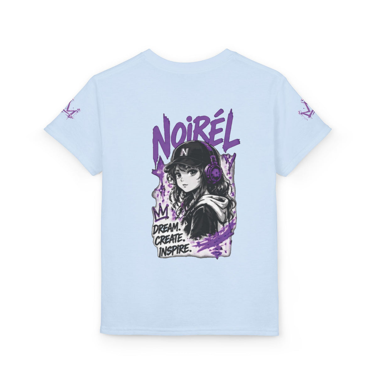 Noirel Kinder T-Shirt – „Dream. Create. Inspire.“ Graffiti Crown Tee