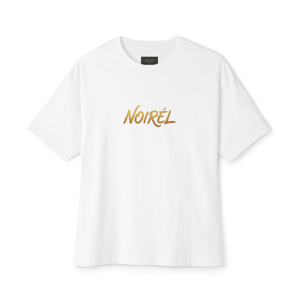 Timeless Rebellion Boxy Tee — "Noirél" Script White Oversized T‑Shirt