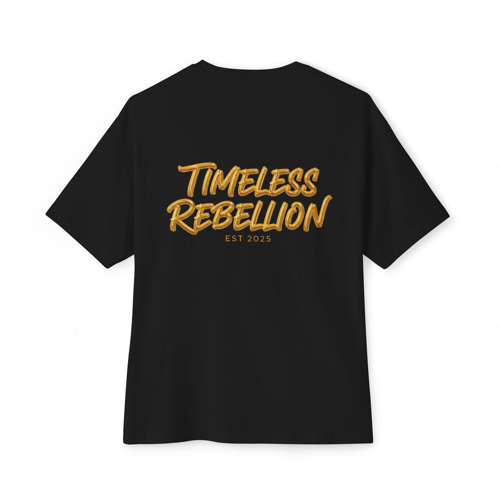 Timeless Rebellion Boxy Tee — "Noirél" Script White Oversized T‑Shirt