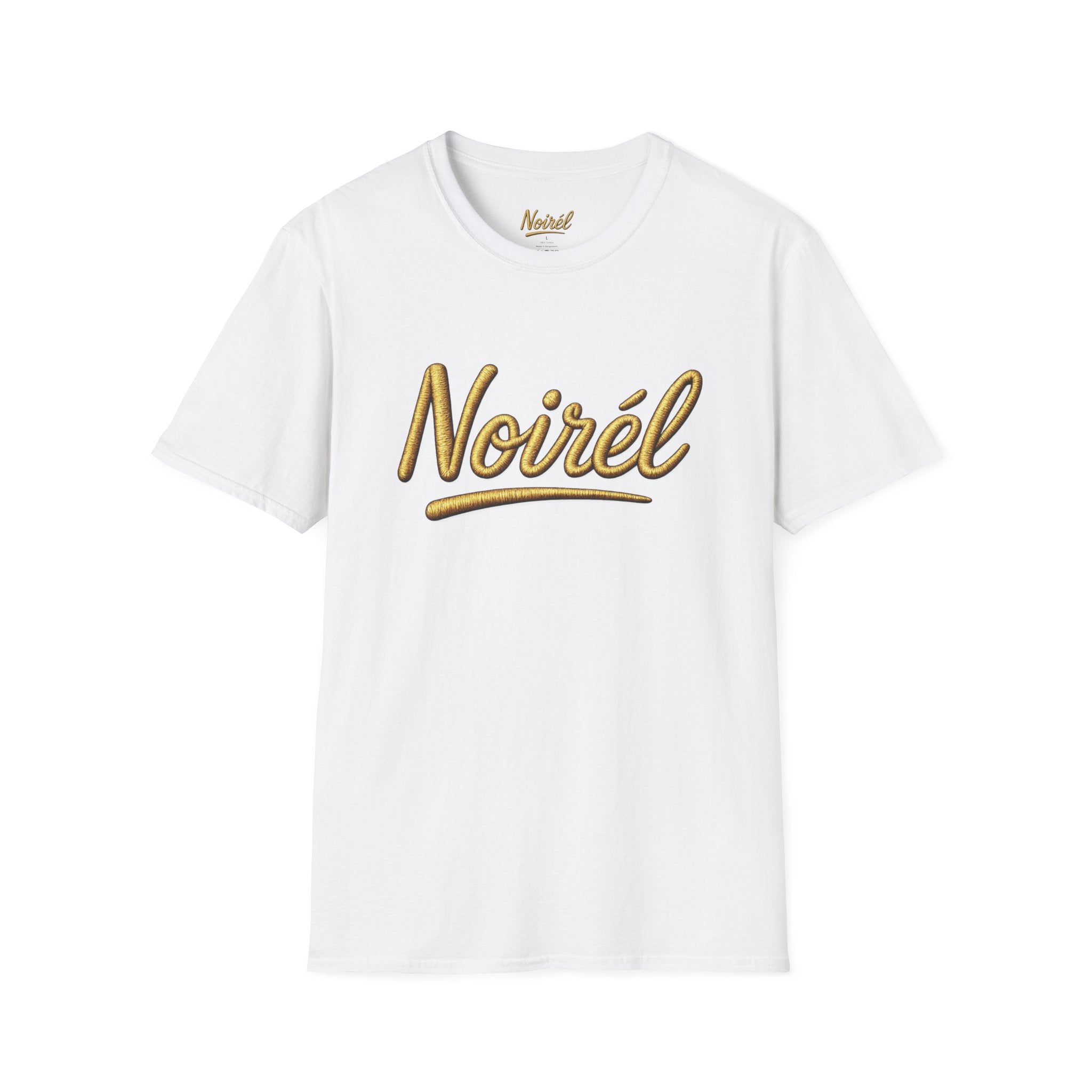 T-Shirt — 'Noirél' Gold Script Logo Tee