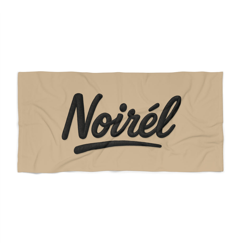 NOIRÉL Script Beach Towel – Premium Beach Towel with Black Script Logo