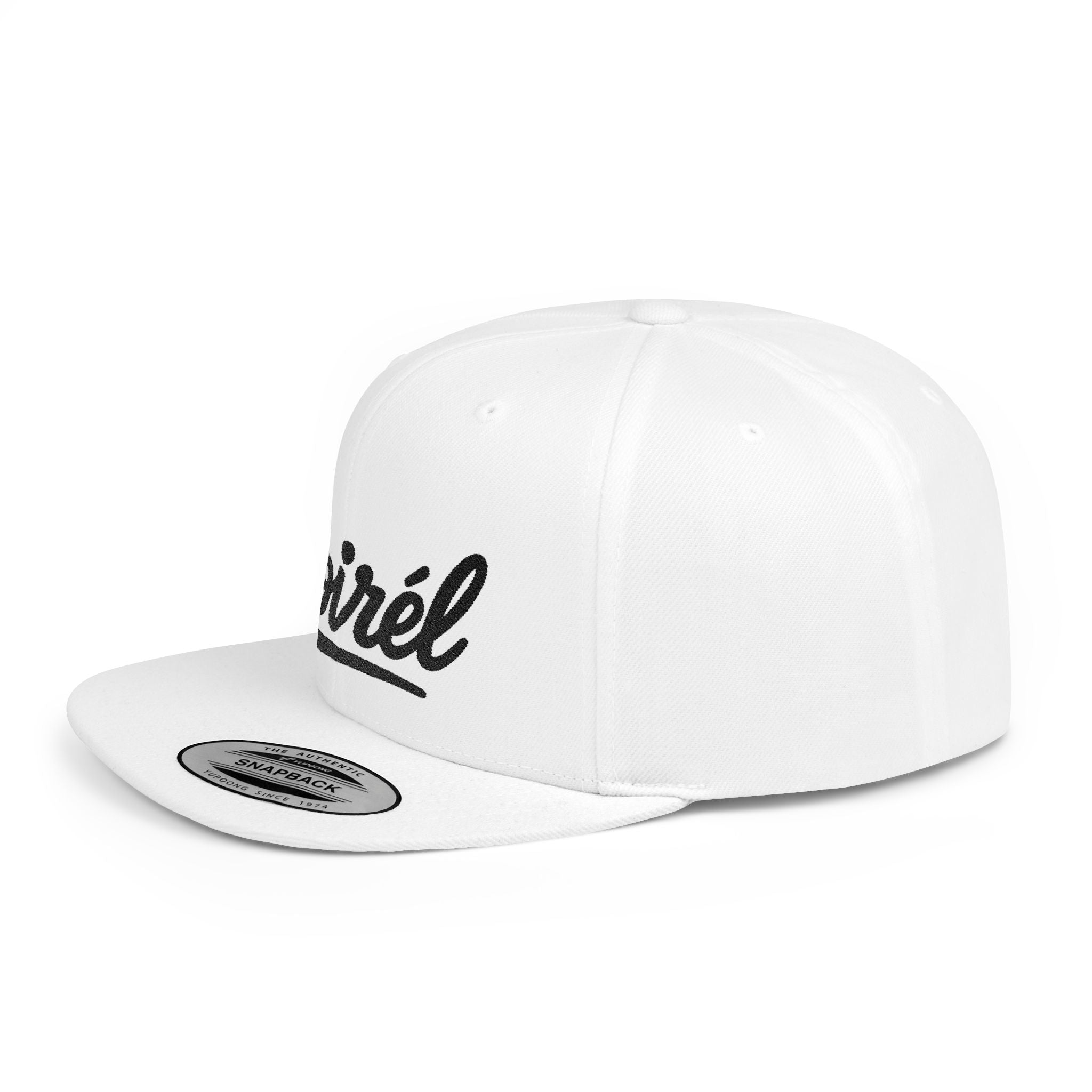Snapback Hat — 'Noirél' Script Flat Bill Cap, Casual Streetwear Hat