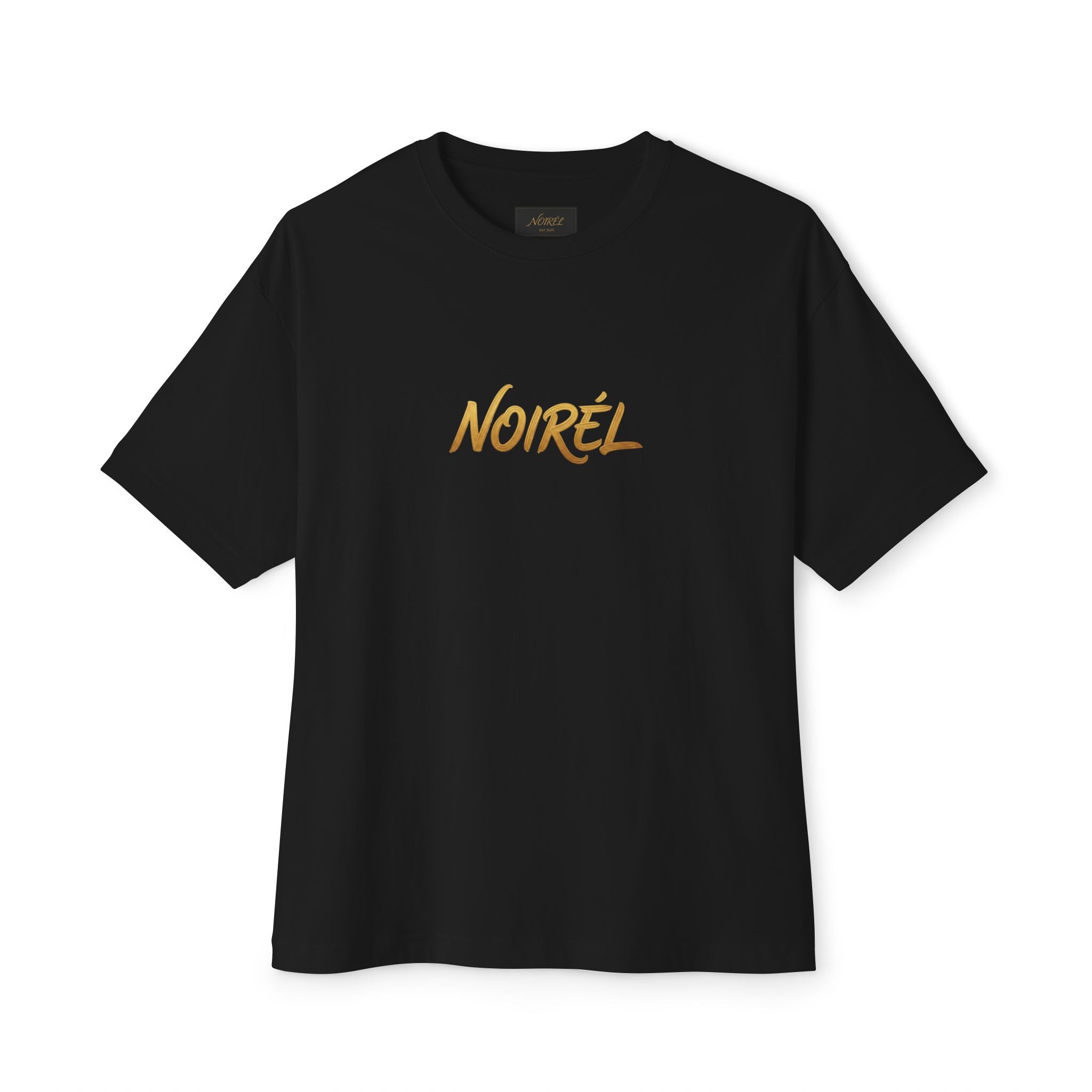 Timeless Rebellion Boxy Tee — "Noirél" Script White Oversized T‑Shirt