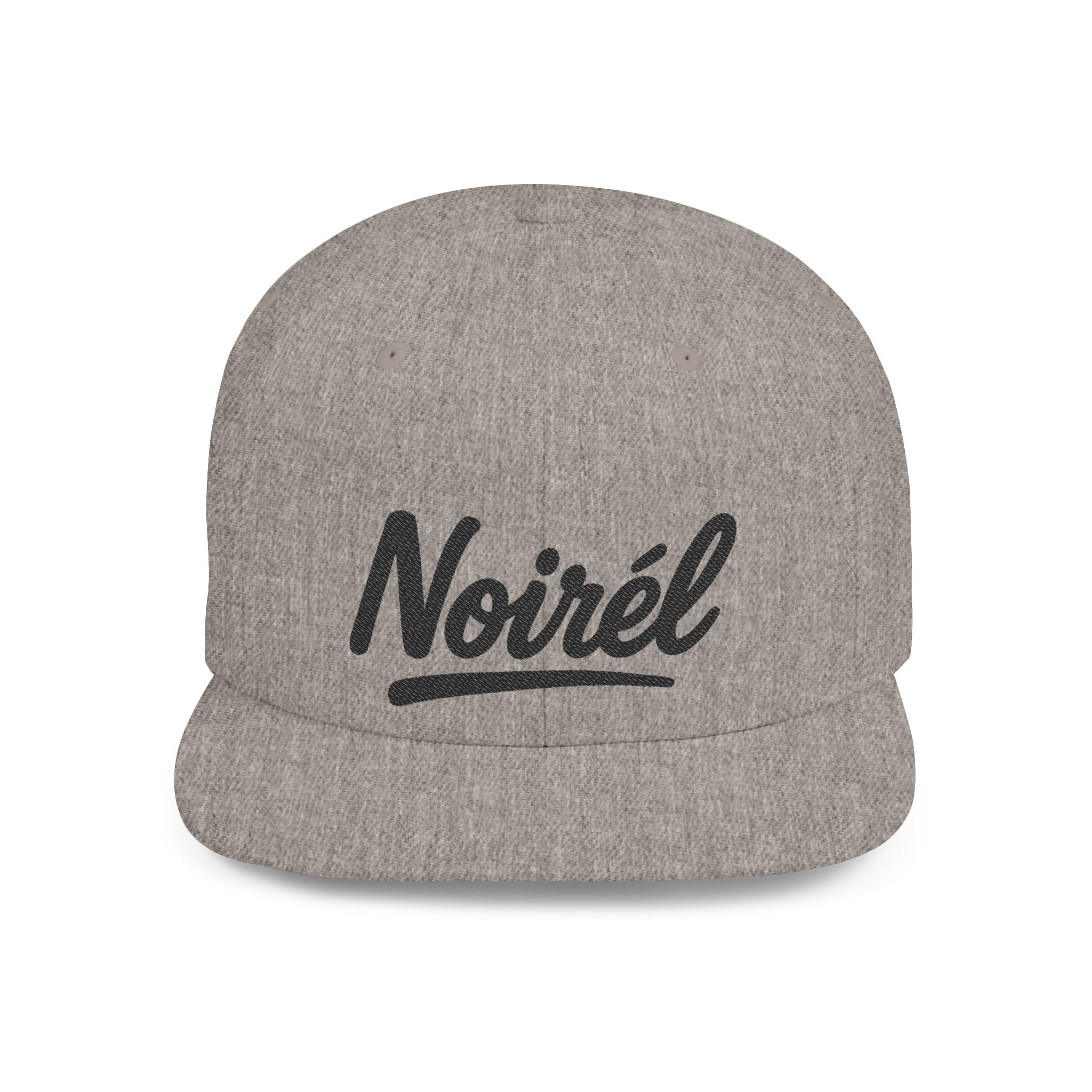 Snapback Hat — 'Noirél' Script Flat Bill Cap, Casual Streetwear Hat