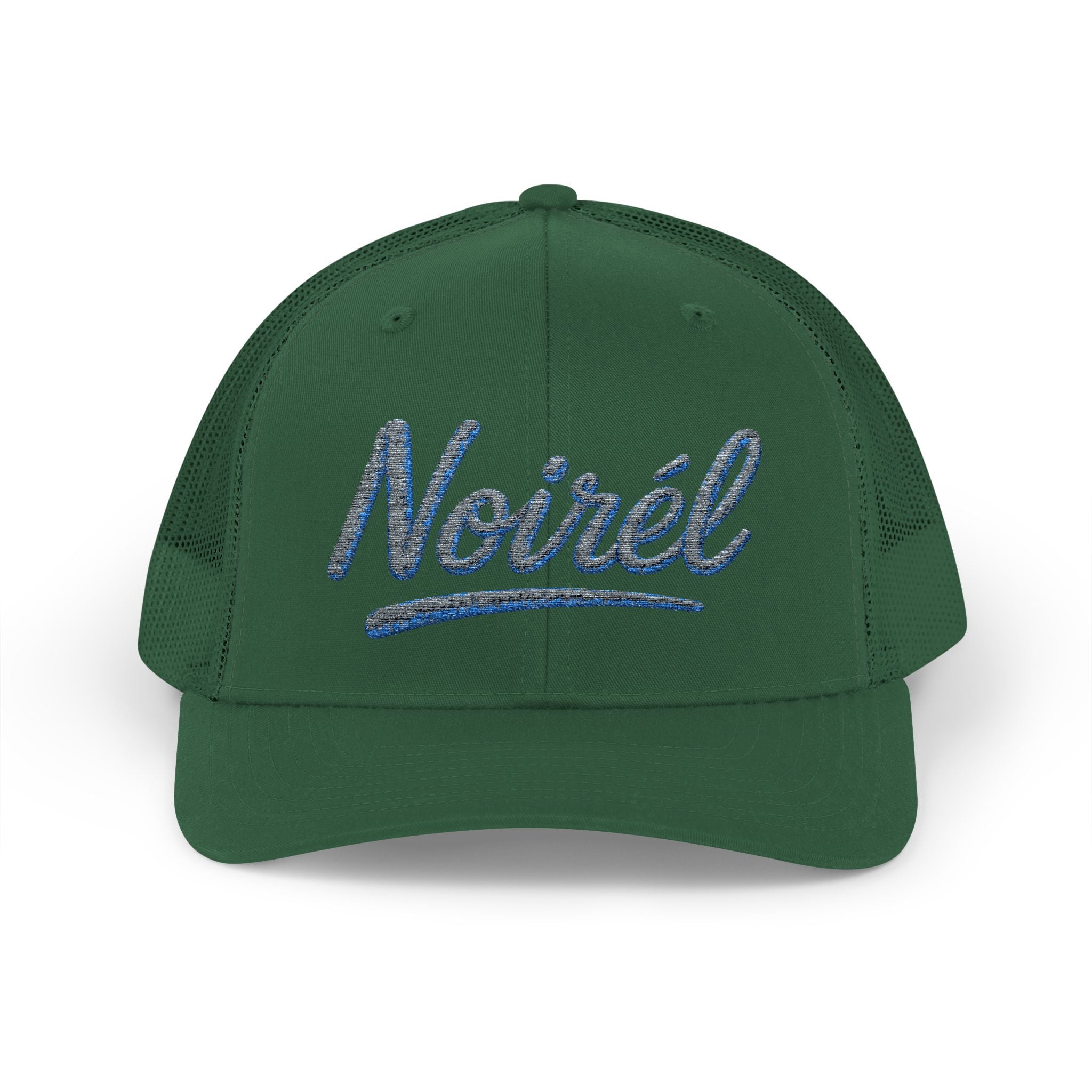 Noirél Script Trucker Cap — Sparkle Embroidered Snapback Hat