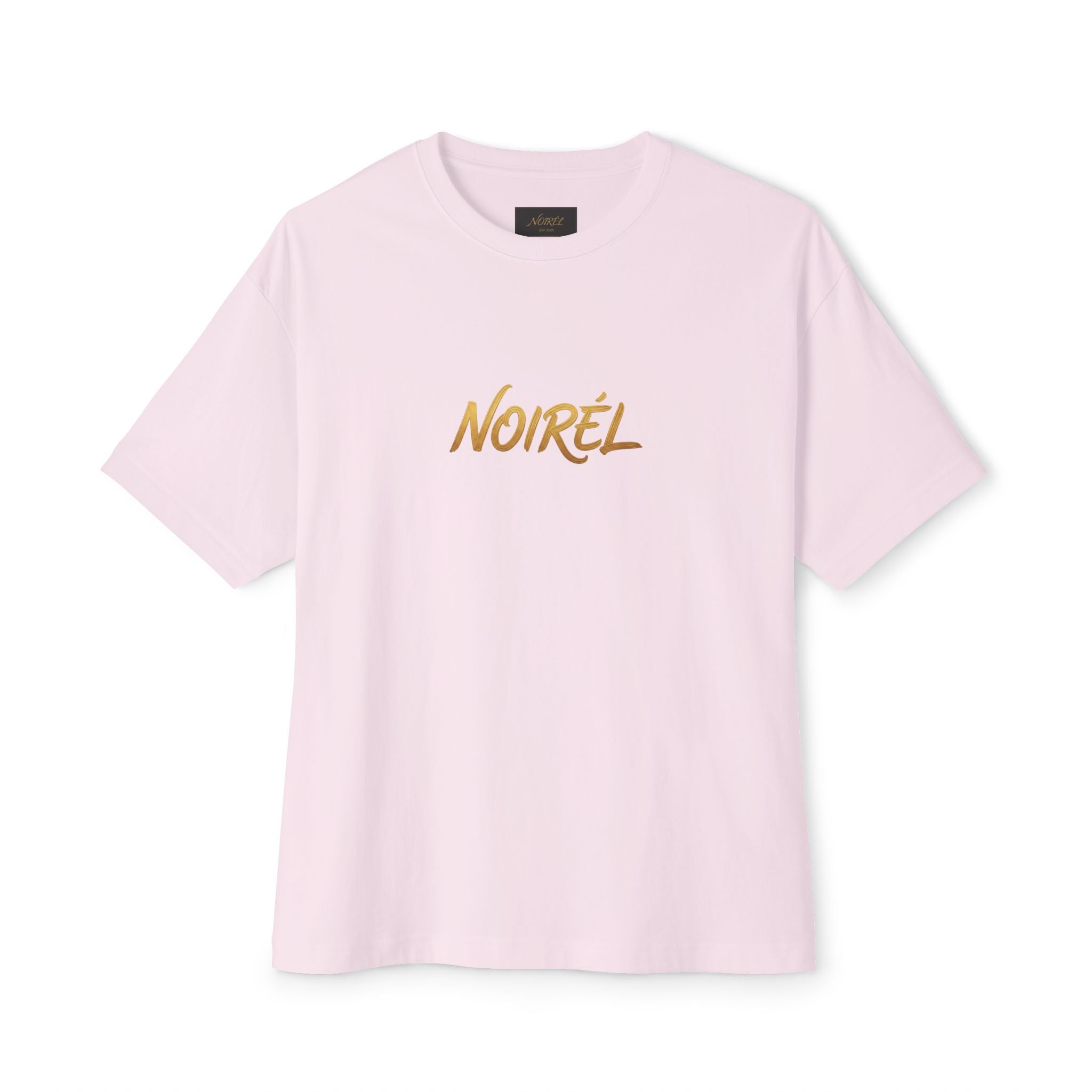 Timeless Rebellion Boxy Tee — "Noirél" Script White Oversized T‑Shirt