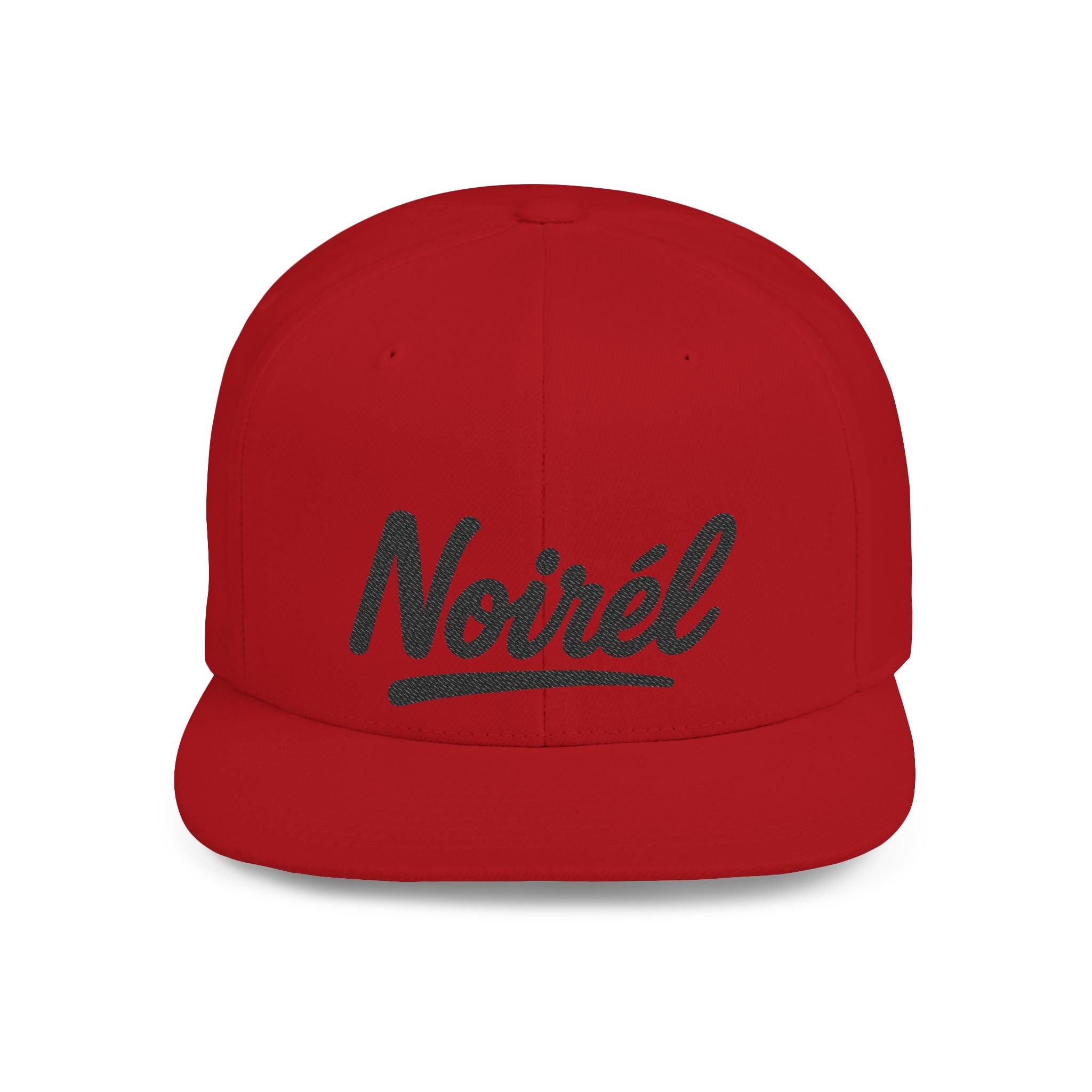 Snapback Hat — 'Noirél' Script Flat Bill Cap, Casual Streetwear Hat