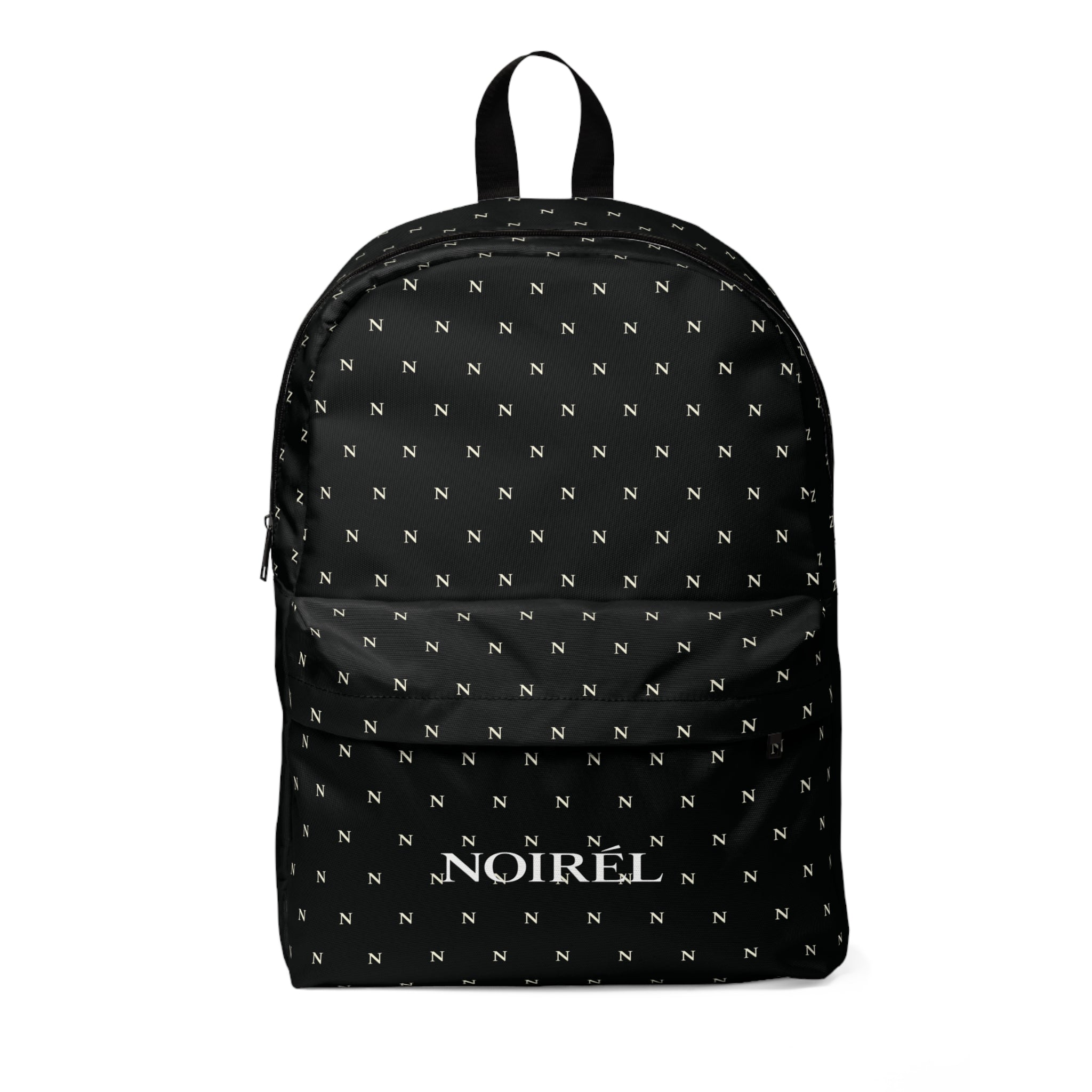 Noirel Monogram Backpack – Black Designer Logo Daypack