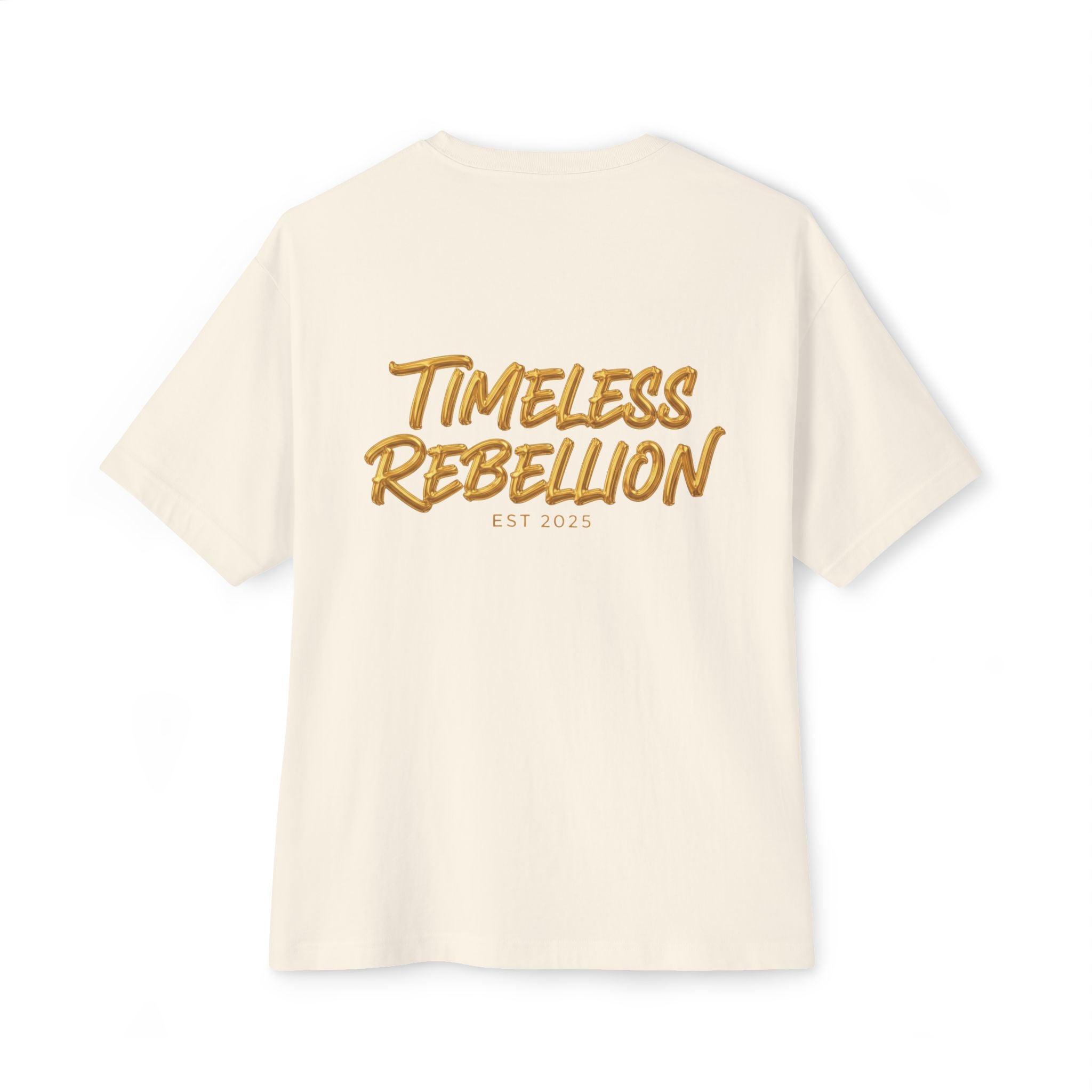 Timeless Rebellion Boxy Tee — "Noirél" Script White Oversized T‑Shirt