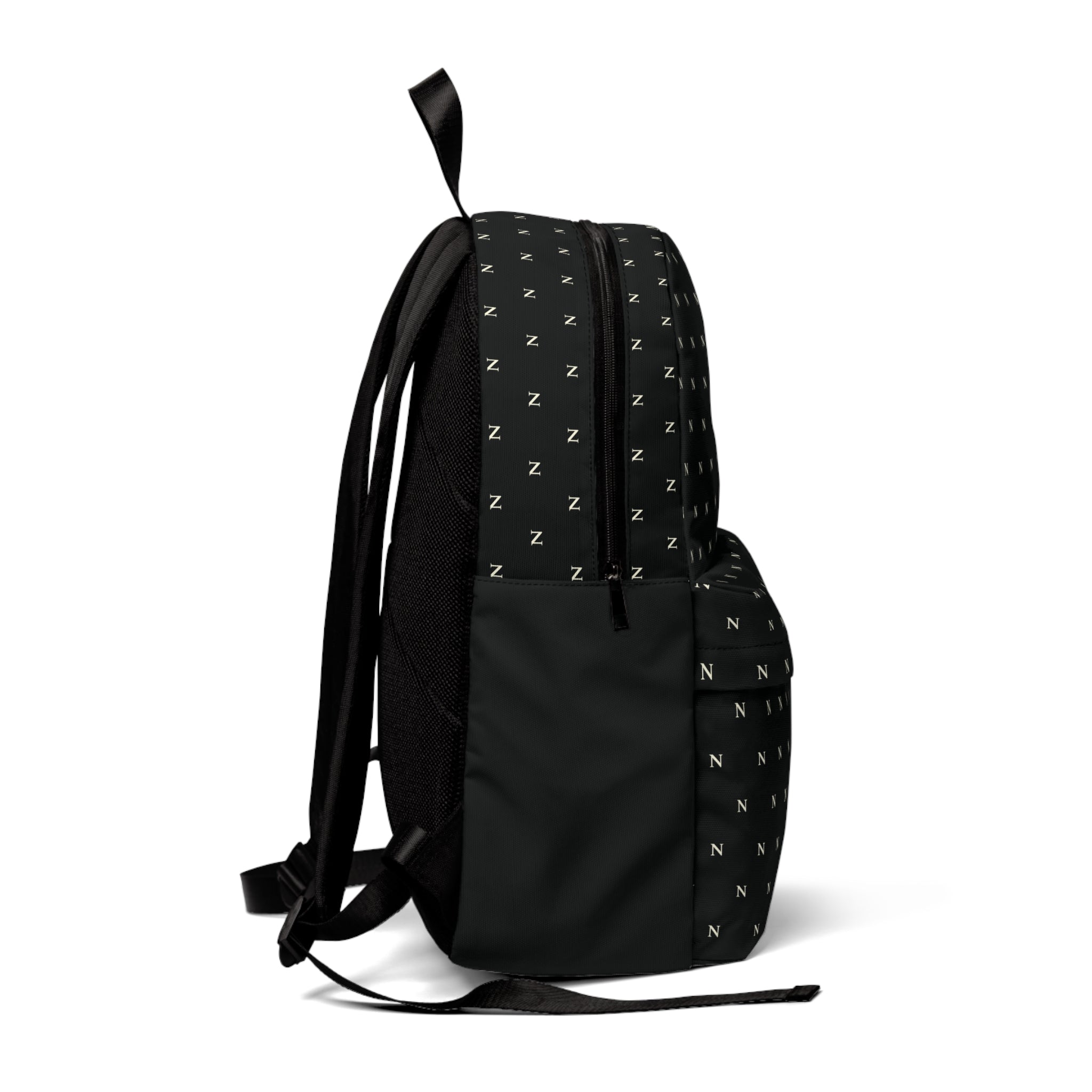 Noirel Monogram Backpack – Black Designer Logo Daypack