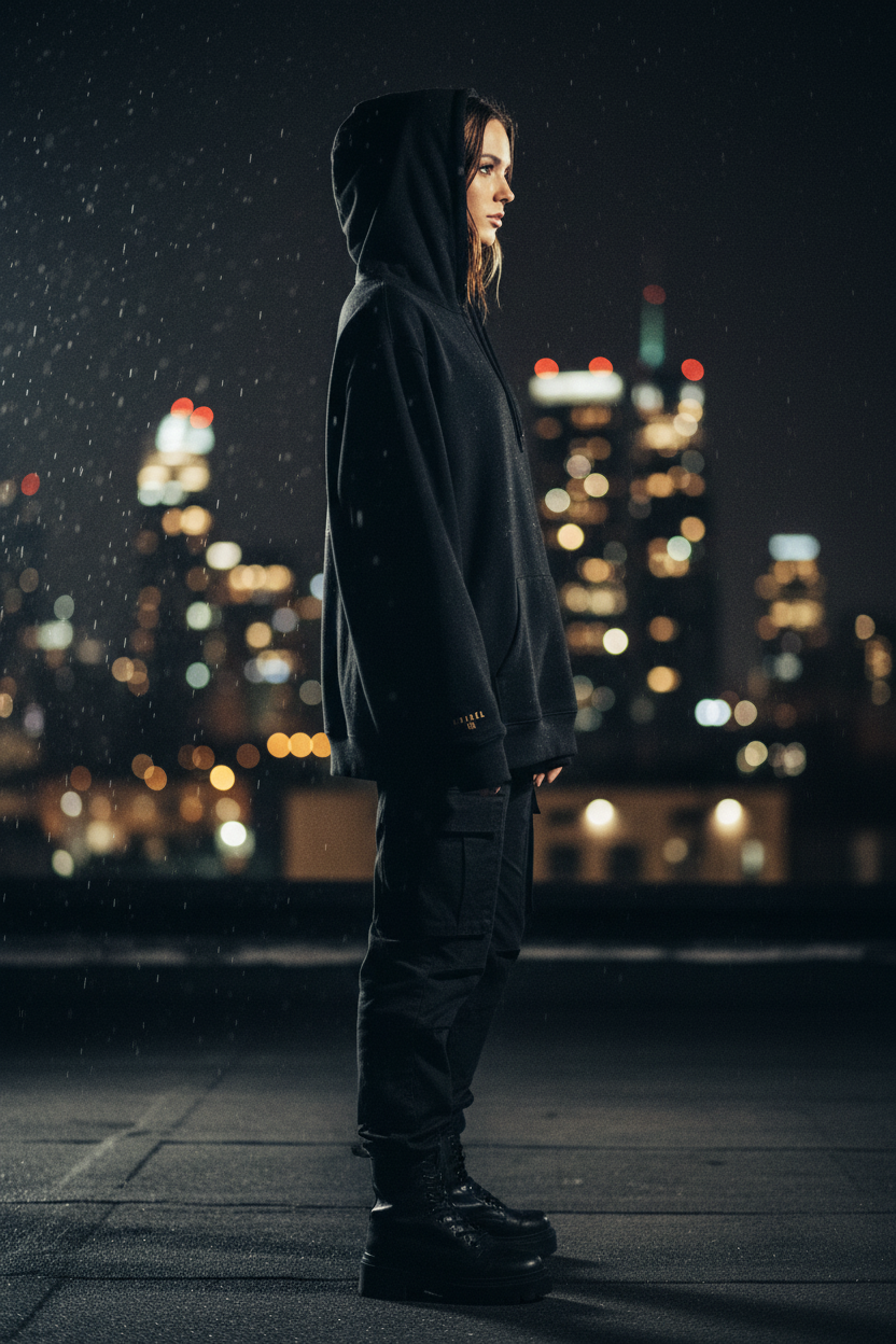 NOIRÉL Graffiti Hoodie – Premium Black Hoodie with Embroidered Front Logo & Graphic Back Print